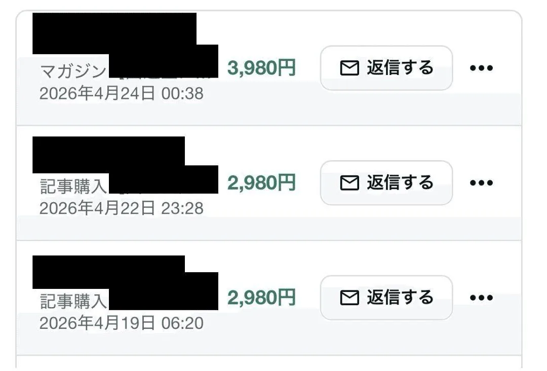 マガジンの売上画面